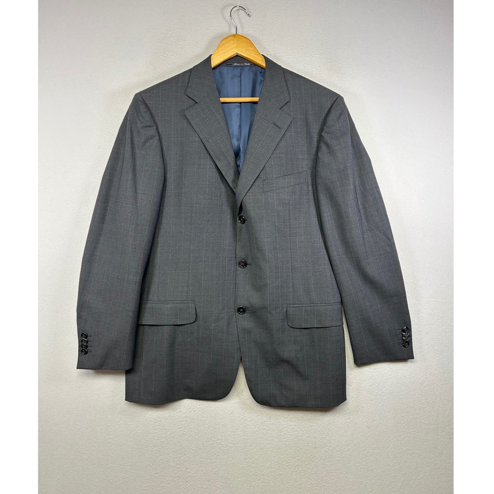 Luxury Ermenegildo Zegna Mensโ 50R Gray Pinstripe Wool 3-Button Blazer Jacket